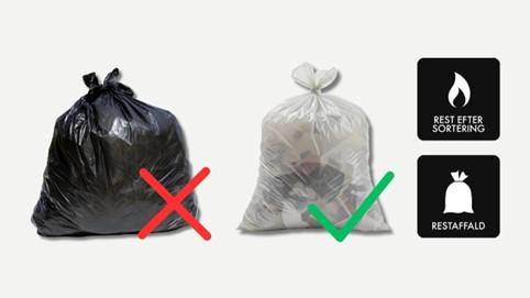Kun klare sække til brændbart erhvervsaffald